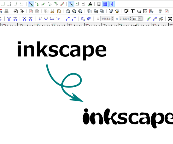 inkscapeのパス操作でテキストをポップにする方法